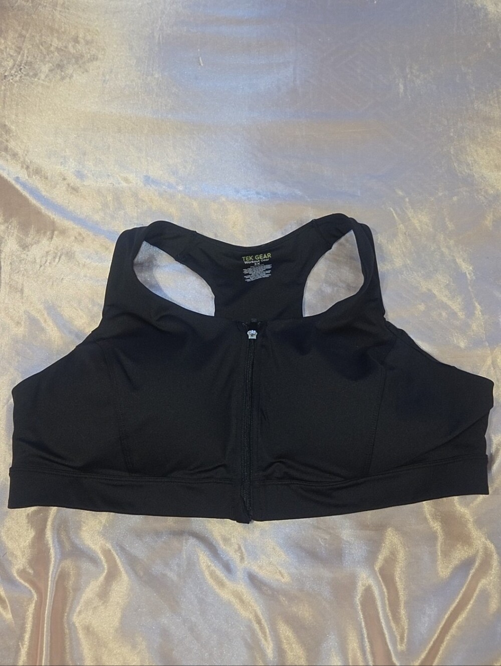 tek gear Black Front-Zip Racerback Sports Bra